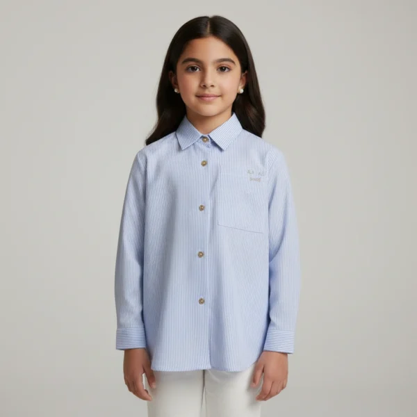 Striped Poplin Shirt with Back Bow (2)